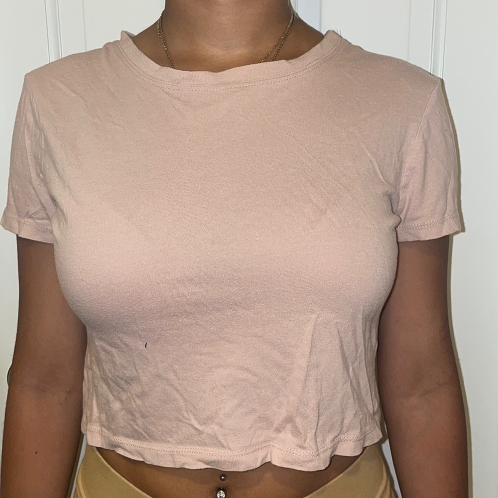 Light pink creamy plain crop top